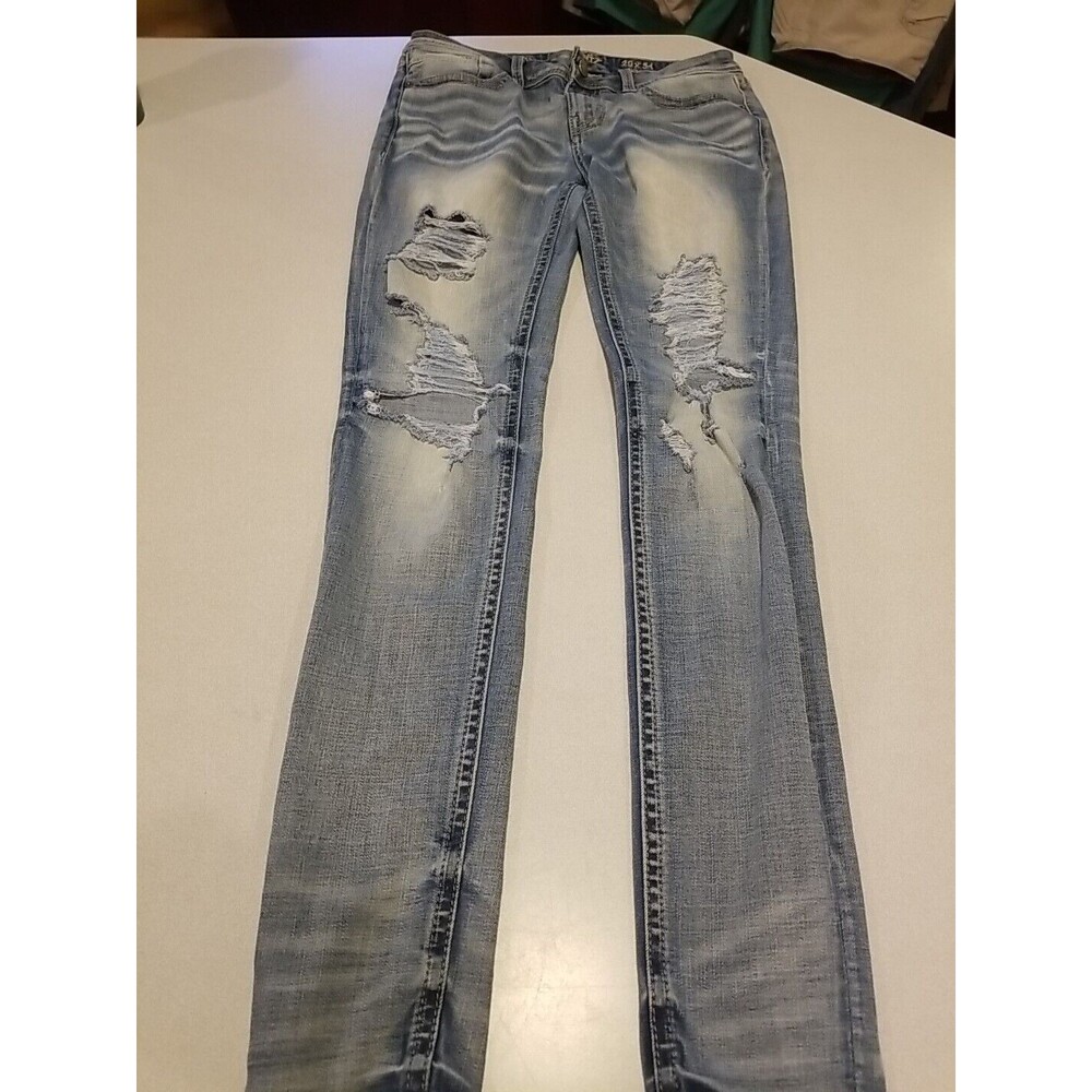 Buckle Black Womens Jeans 29x34 Skinny Fit No.53 Distressed Straight